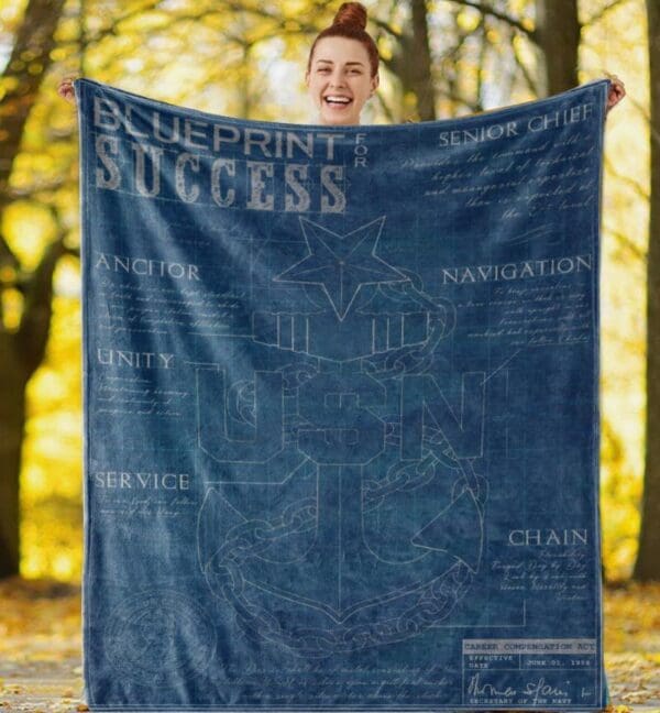 USN blueprint blanket with anchor design.