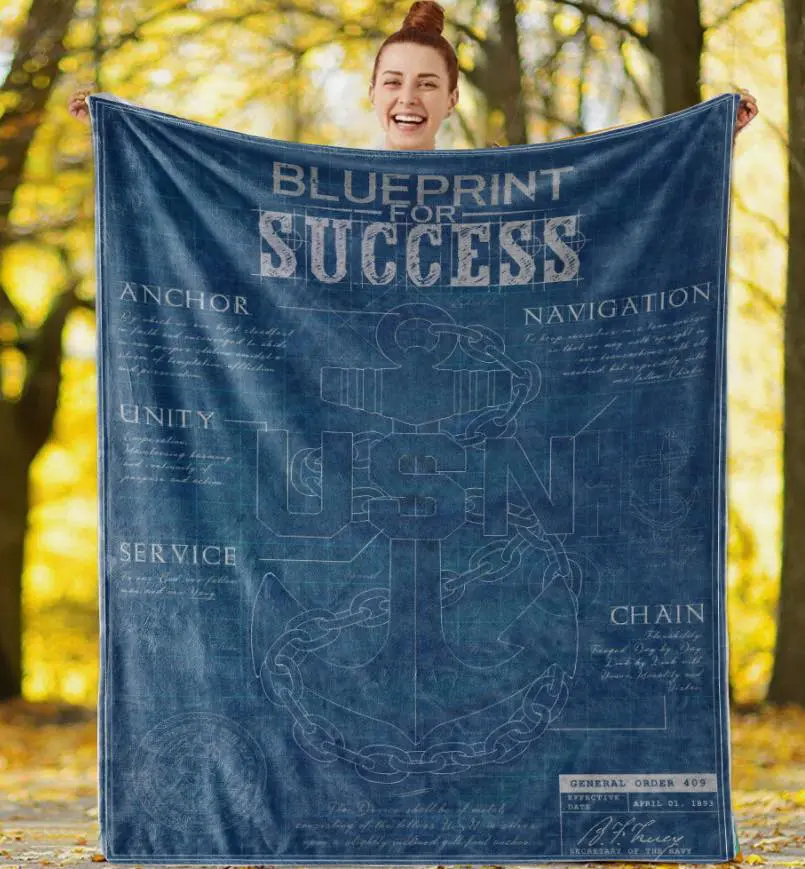 USN Blueprint for Success Fleece Blanket