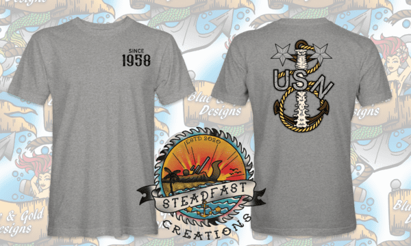 Gray t-shirt with US Navy anchor design.