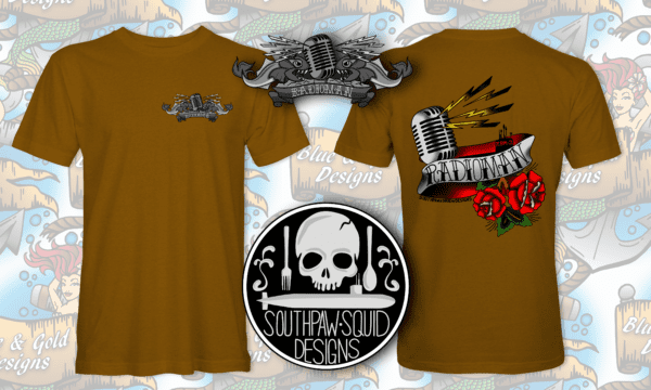 Brown t-shirt with radioman design.